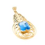 Gouden hanger met lichtblauwe toermalijn | Indigoliet, Ophalen of Verzenden, Gebruikt, Goud, Overige merken