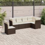 vidaXL 6-delige Loungeset met kussens poly rattan bruin, Verzenden, Nieuw, Rotan, Loungeset