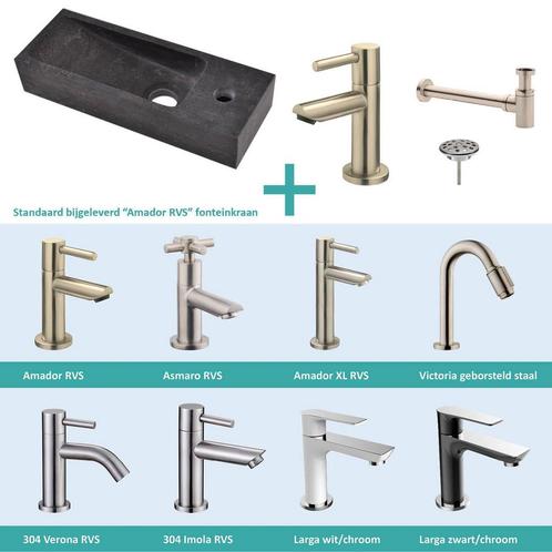 FonteinPack Small Natuursteen Rechts 38x14x8 cm RVS (Keuze, Doe-het-zelf en Verbouw, Sanitair, Overige typen, Nieuw, Ophalen of Verzenden