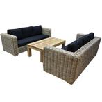 Nissah bank loungeset 3 delig teak naturel rotan, Tuin en Terras, Ophalen of Verzenden, Nieuw