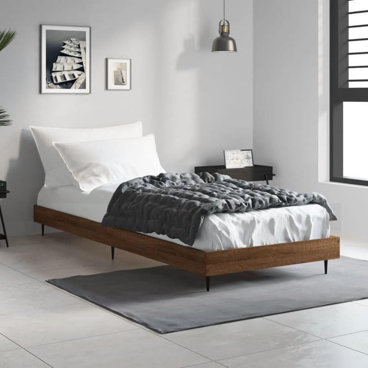 vidaXL Bedframe zonder matras bewerkt hout bruin eikenkleur, Huis en Inrichting, Slaapkamer | Bedden, Bruin, Nieuw, Hout, Eenpersoons