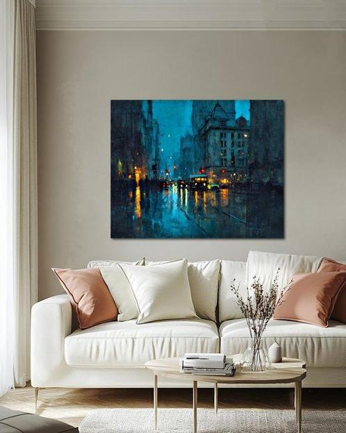 Wysocky John - City Nocturne - XL, Antiek en Kunst, Kunst | Schilderijen | Modern