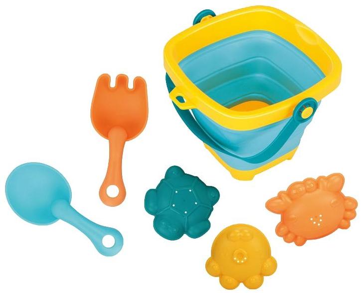 Eco Toys Blauw/Geel 6-delige Opvouwbare Emmerset HC495306, Kinderen en Baby's, Speelgoed | Buiten | Zandbakken, Nieuw, Verzenden
