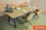 suar houten tafel teakhouten tafels teak boomstam eettafel, Huis en Inrichting, Tafels | Eettafels, 200 cm of meer, 50 tot 100 cm