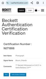 Signed in Person - with Beckett Certificate - Autograph,, Verzamelen, Film en Tv, Nieuw