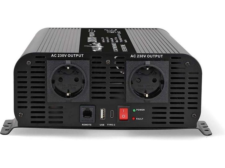 Nedis Omvormer - 2000W - 24V / 230V - 2x Stopcontact + USB-A, Watersport en Boten, Navigatiemiddelen en Scheepselektronica, Zo goed als nieuw