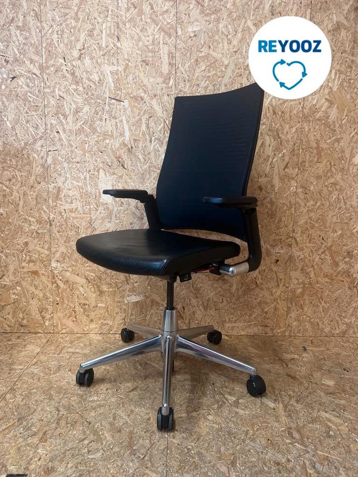 Bureaustoel Ahrend 2020 Extraverta - zwart leer - reuse...., Zakelijke goederen, Kantoor en Winkelinrichting | Kantoormeubilair en Inrichting