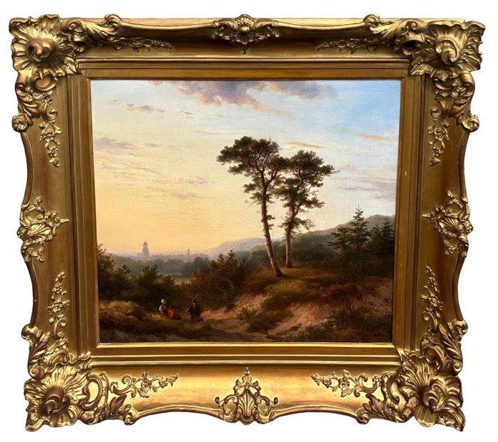 L.J. Kleijn (1817-1897) - Personen in heuvelrijk landschap, Antiek en Kunst, Kunst | Schilderijen | Klassiek