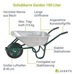 2dekans | Juskys Kruiwagen - 100L - 210 KG Draagvermogen -, Ophalen of Verzenden, Zo goed als nieuw, Juskys