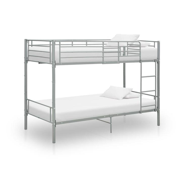 vidaXL Stapelbed metaal grijs 90x200 cm, Huis en Inrichting, Slaapkamer | Bedden, 90 cm, 200 cm, Grijs, Eenpersoons, Nieuw, Metaal