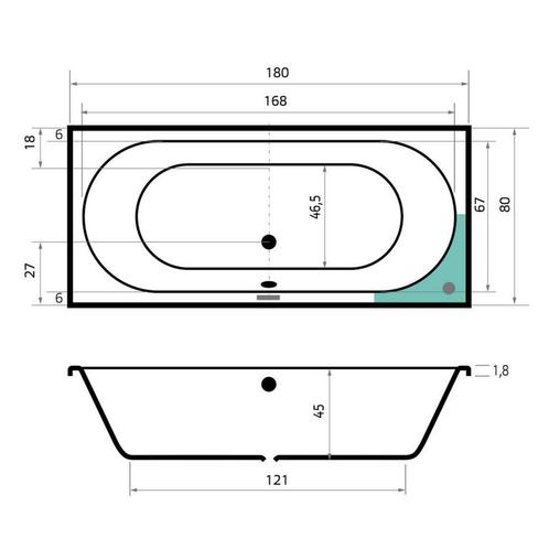 Ligbad Beterbad Xenz Madeira 180x80 cm Inclusief Badpoten, Doe-het-zelf en Verbouw, Sanitair, Ophalen of Verzenden