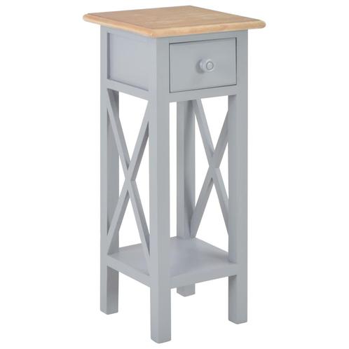 vidaXL Bijzettafel 27x27x65,5 cm hout grijs, Huis en Inrichting, Tafels | Bijzettafels, Nieuw, Verzenden