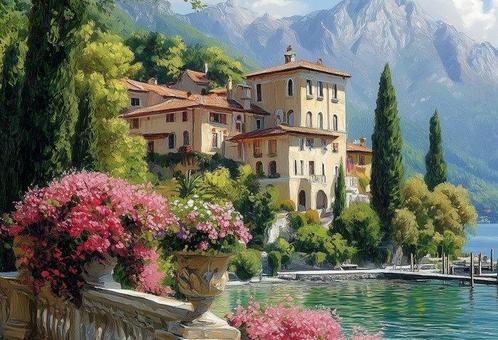 Irina Collins - Garden on the Lake · NO Reserve, Antiek en Kunst, Kunst | Schilderijen | Modern