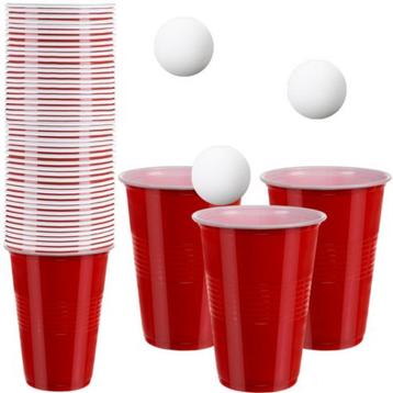 Ruhhy Beer Pong Set: 50 Rode Bekers voor Ultiem Feestplez... beschikbaar voor biedingen