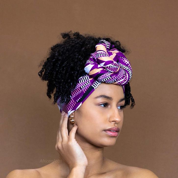 Afrikaanse Paarse kente hoofddoek - headwrap, Kleding | Dames, Hoeden en Petten, Nieuw, Ophalen of Verzenden