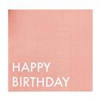 Roze Happy Birthday Servetten 16cm 16st, Nieuw, Verzenden