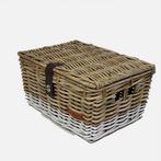 Wicked Rieten  kratmand Witte rand maat L met klep, Fietsen en Brommers, Fietsaccessoires | Fietsmanden, Verzenden, Nieuw