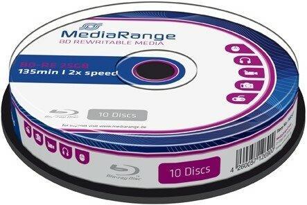 MediaRange BD-RE 25 GB 2x Speed Cakebox 10 Stuks, Computers en Software, Beschrijfbare discs, Nieuw, Verzenden