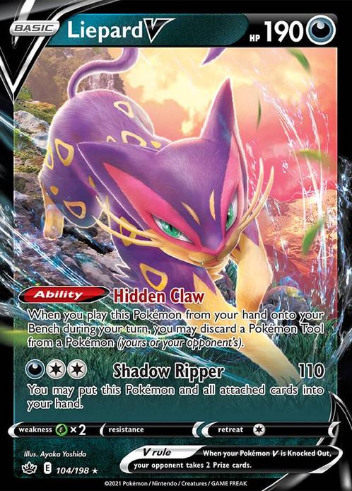 Liepard V 104/198 Chilling Reign, Hobby en Vrije tijd, Verzamelkaartspellen | Pokémon, Losse kaart, Nieuw, Foil, Ophalen of Verzenden