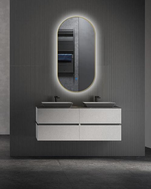 Goud badkamerspiegels met verlichting vanaf €58, Huis en Inrichting, Woonaccessoires | Spiegels, Nieuw