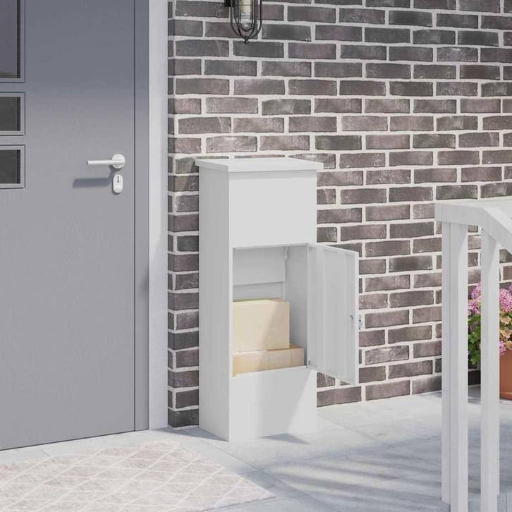 vidaXL Pakket inwerp box Wit 44.5 x 29 x 110.5 cm Staal, Tuin en Terras, Brievenbussen, Nieuw, Verzenden