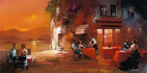 Kunstdruk Willem Haenraets - Dinner for two I 100x50cm, Huis en Inrichting, Woonaccessoires | Schilderijen, Tekeningen en Foto's
