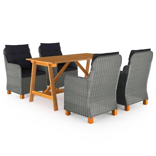 vidaXL 5-delige Tuinset lichtgrijs, Tuin en Terras, Tuinsets en Loungesets, Tuinset, Nieuw, 4 zitplaatsen, Rotan, Verzenden