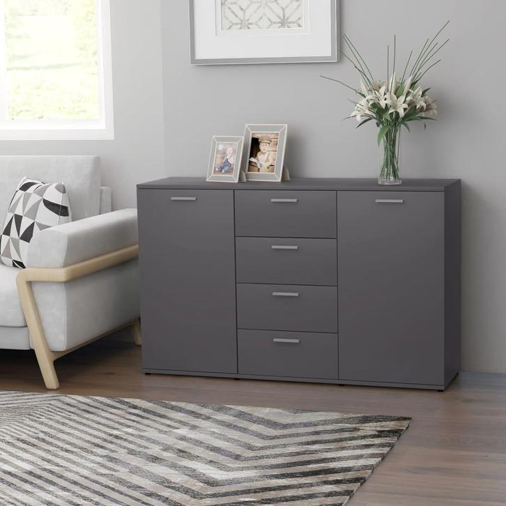 vidaXL Dressoir 120x35,5x75 cm bewerkt hout grijs, Huis en Inrichting, Kasten | Dressoirs, 25 tot 50 cm, Nieuw, 100 tot 150 cm
