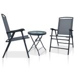 vidaXL 3-delige Bistroset staal grijs, Verzenden, Nieuw, Rvs, 3 zitplaatsen
