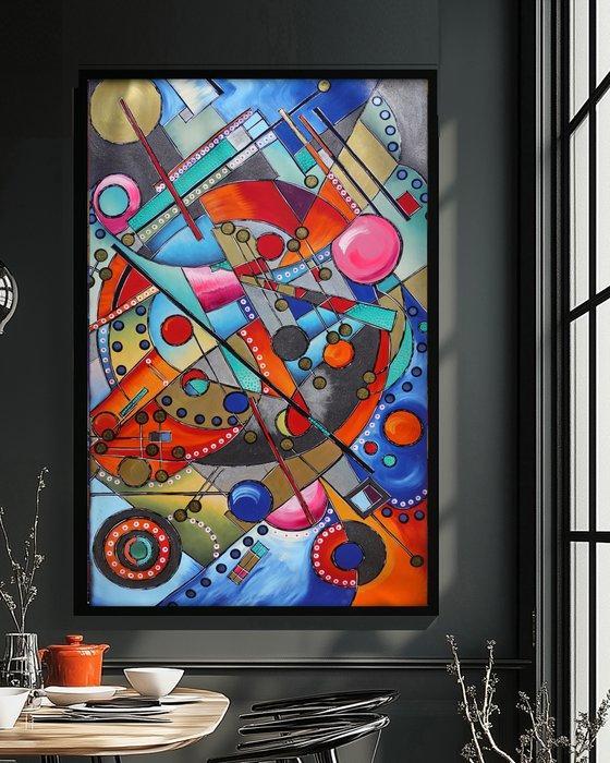 Ksavera - Cubism A1349 - abstract painting on XXL canvas, Antiek en Kunst, Kunst | Schilderijen | Modern