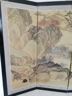 Klein tafel scherm Byobu met landschaps scene - Hout, Koper,, Antiek en Kunst