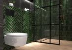 Wandtegel Sartoria Handvorm Urano Verde Groen Glans 5x25, Nieuw, 20 tot 40 cm, 10 m² of meer, Wandtegels
