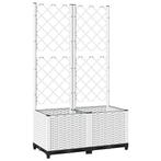 Witte Plantenbak met Klimrek | Tweedekansje | OP=OP, Tuin en Terras, Kunststof, Nieuw, Ophalen of Verzenden, 60 tot 100 cm