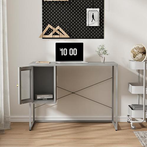 Bureau Sund metaal 75x100x50 cm grijs [en.casa], Huis en Inrichting, Bureaus, Nieuw, Verzenden
