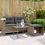 vidaXL 3-delige Loungeset met kussens poly rattan grijs, Tuin en Terras, Verzenden, Nieuw, Rotan, Loungeset