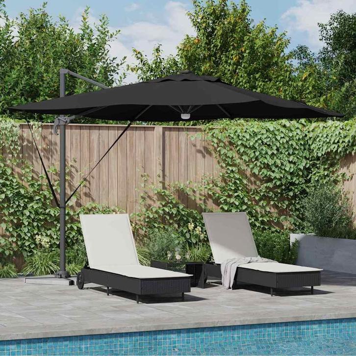 vidaXL Roma Parasol Zwart 286 x 284 x 270 cm Aluminium en, Tuin en Terras, Parasols, Nieuw, 2 tot 3 meter, Verzenden
