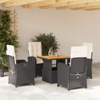 vidaXL 5-delige Tuinset met kussens poly rattan zwart, 4 zitplaatsen, Nieuw, Tuinset, Verzenden