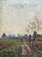 Nederlandse school (XIX) - Landweg tussen knotwilgen -, Antiek en Kunst