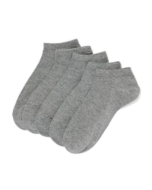 HEMA Dames enkelsokken - 5 paar grijsmelange 2+1 gratis, Kleding | Dames, Sokken en Kousen, Nieuw, Verzenden