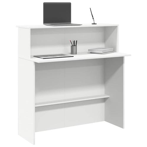 vidaXL Receptiebalie 100x50x103,5 cm bewerkt hout wit, Huis en Inrichting, Bureaus, Nieuw, Verzenden