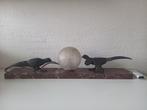 Tafellamp met beeldje - Paar fazanten - Brons, Marmer