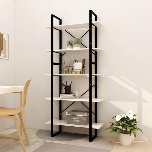 vidaXL Boekenkast met 5 schappen 80x30x175 cm grenenhout wit, Huis en Inrichting, Kasten | Boekenkasten, 25 tot 50 cm, Nieuw, Grenenhout