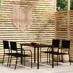 vidaXL 5-delige Tuinset zwart, 4 zitplaatsen, Nieuw, Tuinset, Verzenden