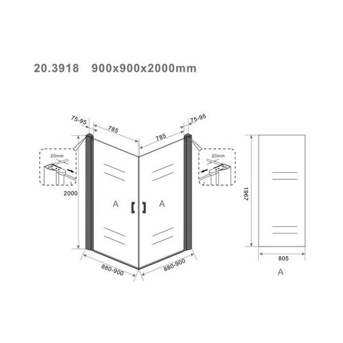 Aanbieding: Douchecabine Wiesbaden Uni 2 Draaideuren 90x90, Doe-het-zelf en Verbouw, Sanitair, Ophalen of Verzenden