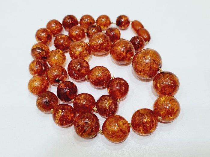 Baltische amber ketting - Kralensnoer - Amber barnsteen, Verzamelen, Mineralen en Fossielen