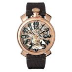 GaGà Milano - Skeleton 48MM Rose Gold Black + FREE GIFT -, Nieuw