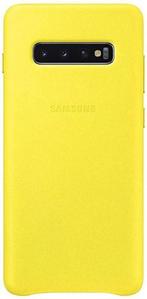 Samsung Lederen Cover - voor Samsung Galaxy S10 Plus - Geel, Telecommunicatie, Ophalen of Verzenden, Nieuw