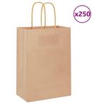 vidaXL Papieren zakken 250 st met hengsels 15x8x21 cm bruin, Verzenden, Nieuw