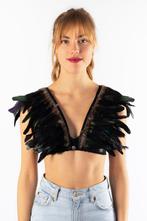 Top met Veren Zwart XS S M Verentop Steampunk Topje Veertjes, Kleding | Dames, Ophalen of Verzenden, Nieuw, Carnaval, Kleding