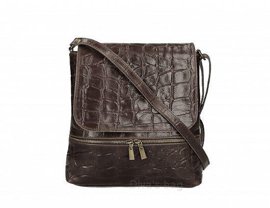 Leren  schouder tas in krokodil patroon - extern vak met, Sieraden, Tassen en Uiterlijk, Tassen | Schoudertassen
